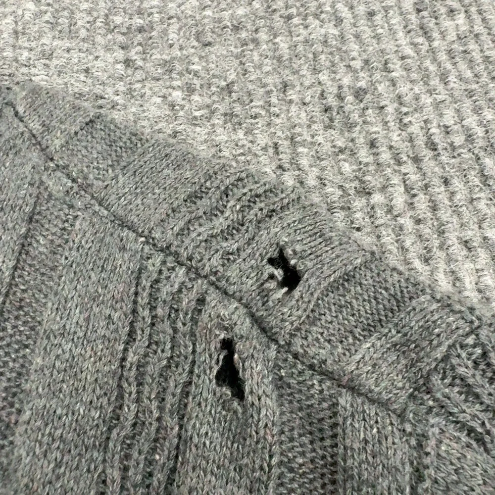 Oscar de la Renta Sweater Mens XL Grey Cotton Blend Knit Textured Vintage Style